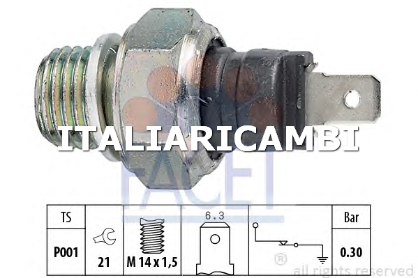 1 INTERRUTTORE A PRESSIONE OLIO  FACET FIAT, ZASTAVA, VW, ALFA ROMEO, SEAT, LADA