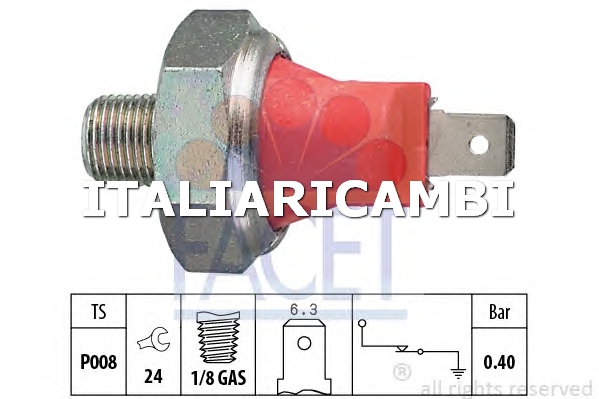 1 INTERRUTTORE A PRESSIONE OLIO  FACET HYUNDAI, FORD, VW, TOYOTA, SUZUKI, SUBARU, OPEL, NISSAN, MITSUBISHI, MAZDA, KIA, HONDA, DAIHATSU, DAEWOO, CHEVROLET, HOLDEN