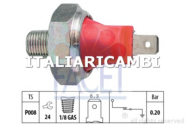 1 INTERRUTTORE A PRESSIONE OLIO  FACET FORD, FIAT, TOYOTA, SUZUKI, SUBARU, OPEL, NISSAN, MITSUBISHI, MAZDA, KIA, ISUZU, HOLDEN