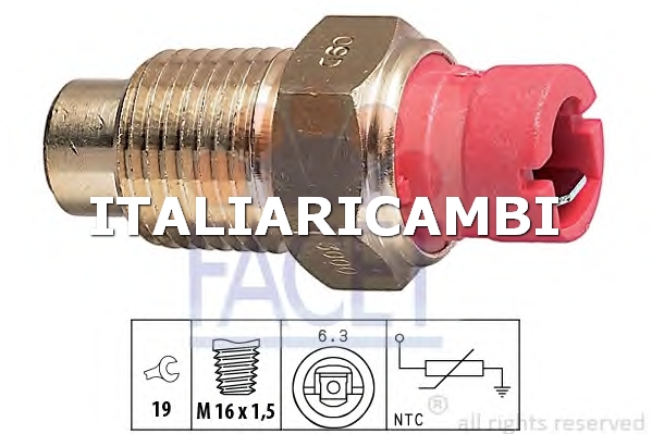 1 SENSORE TEMPERATURA REFRIGERANTE  FACET FIAT, ALFA ROMEO, LADA