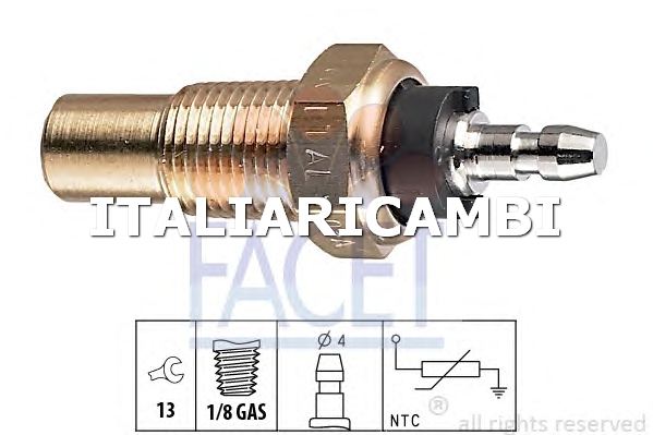 1 SENSORE TEMPERATURA REFRIGERANTE  FACET FIAT, SUZUKI, ROVER, ISUZU, HONDA, DAIHATSU