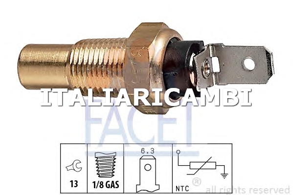 1 SENSORE TEMPERATURA REFRIGERANTE  FACET HYUNDAI, FORD, TOYOTA, SUZUKI, SUBARU, PIAGGIO, OPEL, MITSUBISHI, MAZDA, KIA, ISUZU, HONDA, DAIHATSU, CHRYSLER, HOLDEN