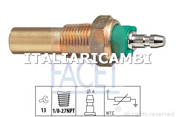 1 SENSORE TEMPERATURA REFRIGERANTE  FACET ROVER, LAND ROVER